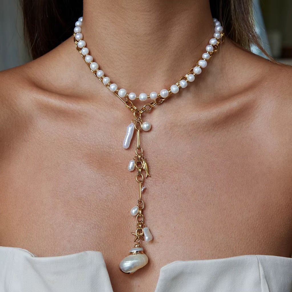 Pearl Tide Charm Necklace