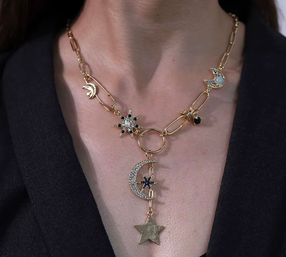 Celestia Moon & Star Pendant Necklace