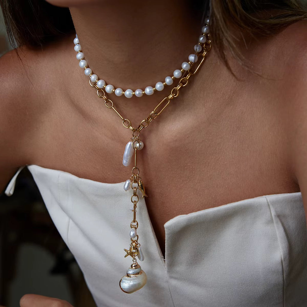 Pearl Tide Charm Necklace