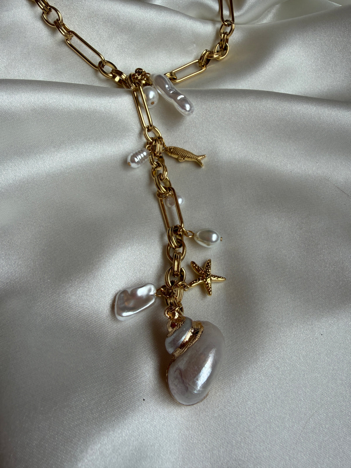 Pearl Tide Charm Necklace