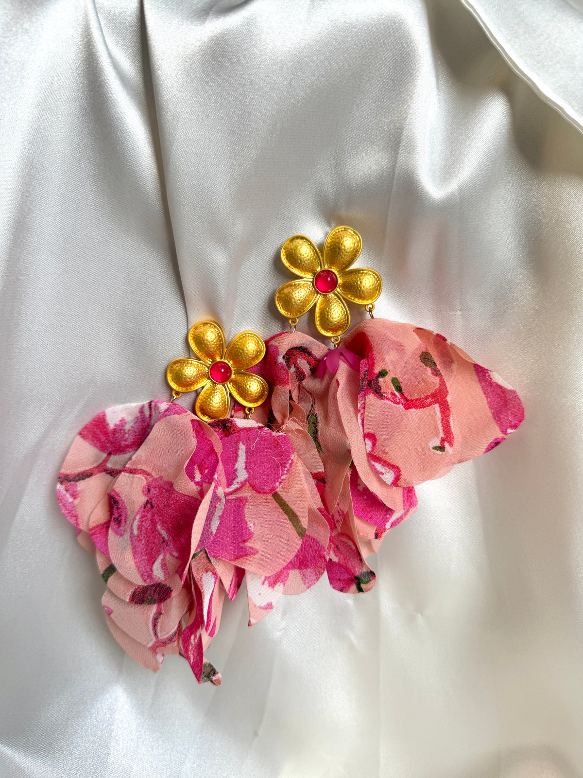 Flower Petal Tassel Earrings