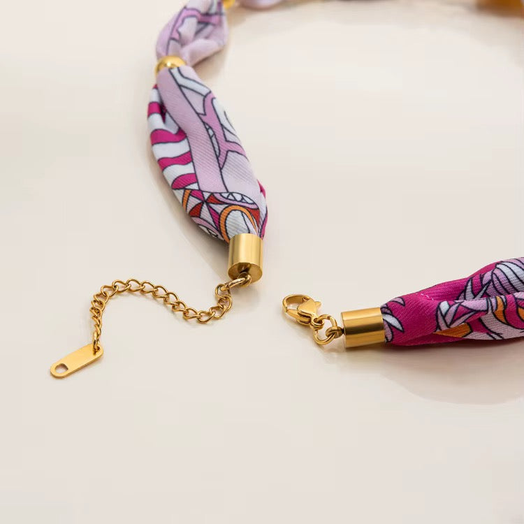 Pink Bloom Heart Charm Necklace
