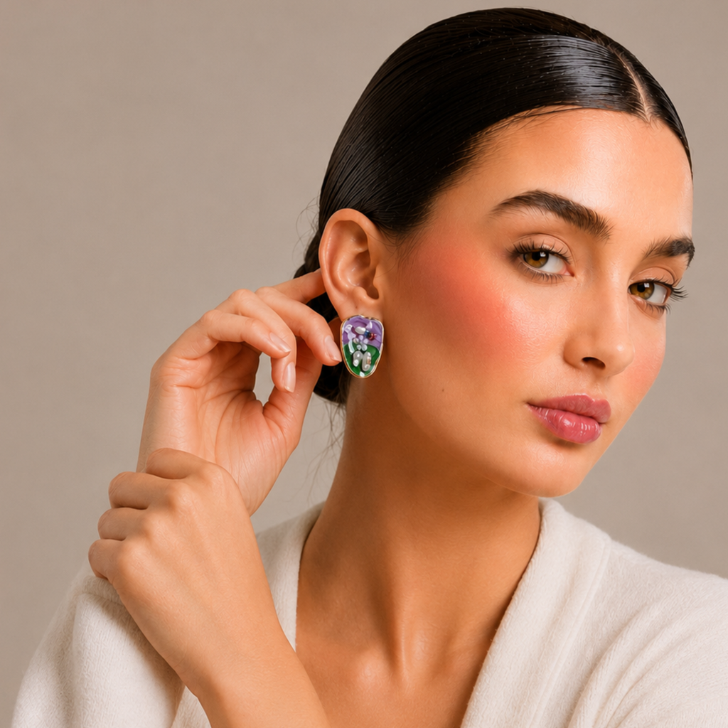 Classic Vintage Art Enamel Earrings