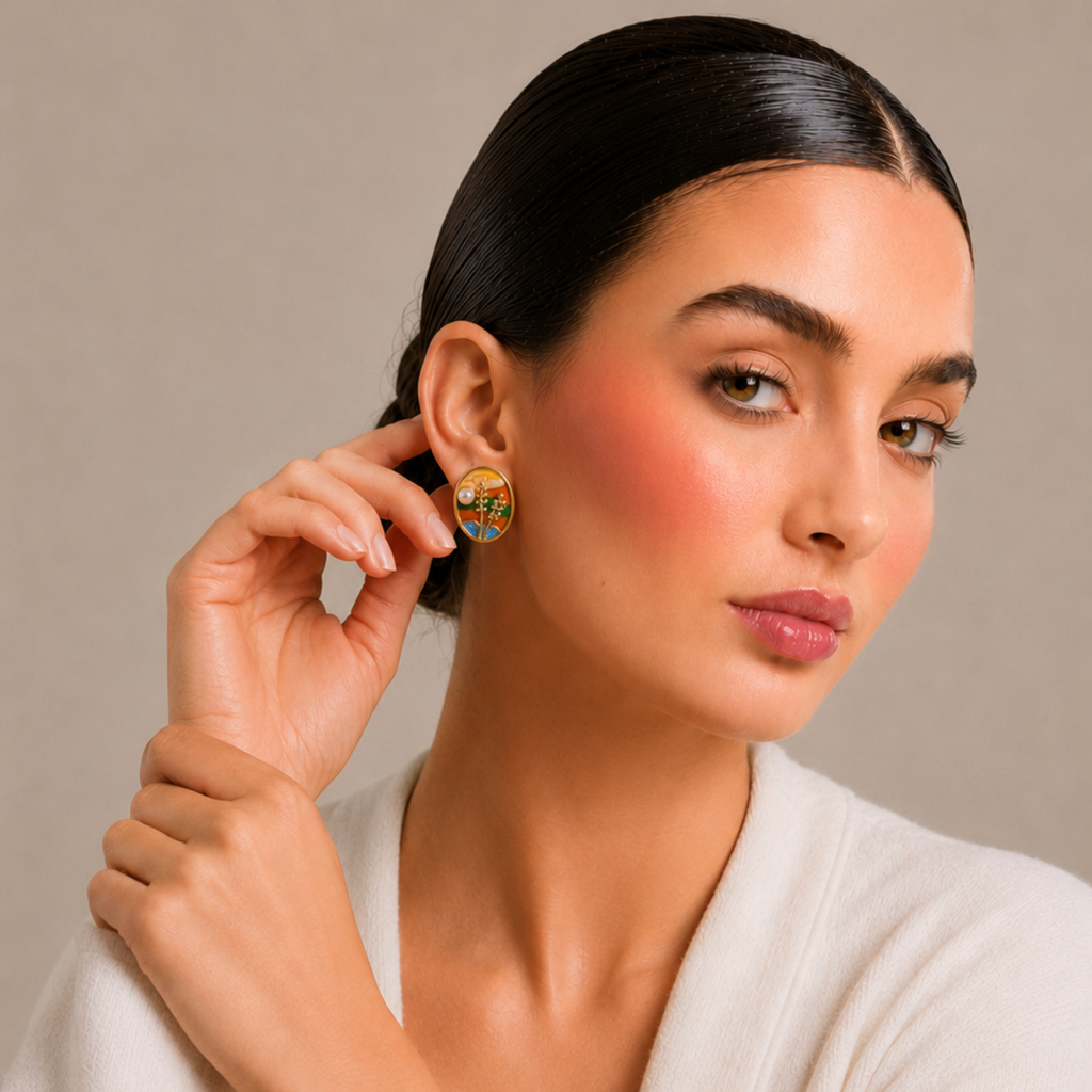 Classic Vintage Art Enamel Earrings