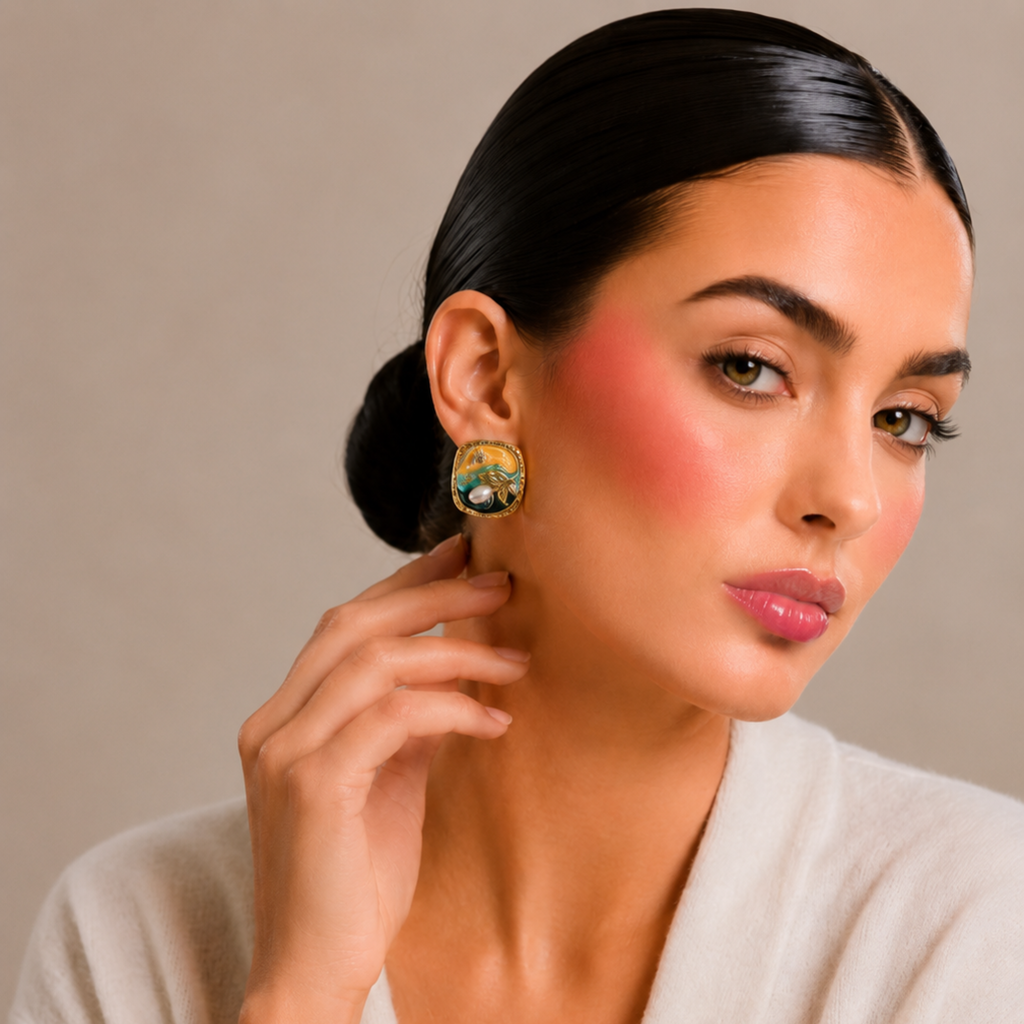 Classic Vintage Art Enamel Earrings