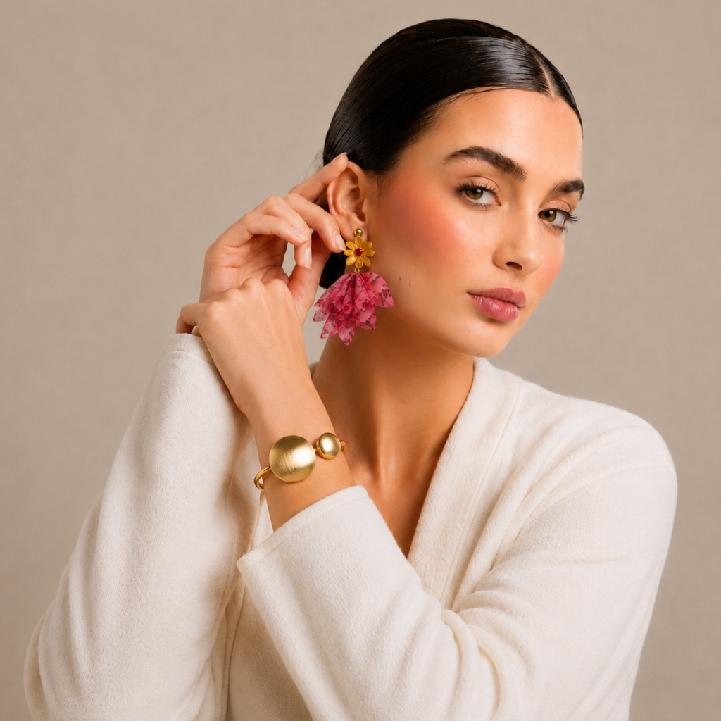 Flower Petal Tassel Earrings