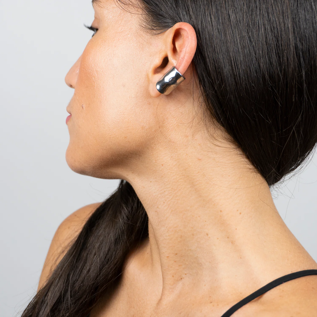 Luna Silver Cuff Earrings