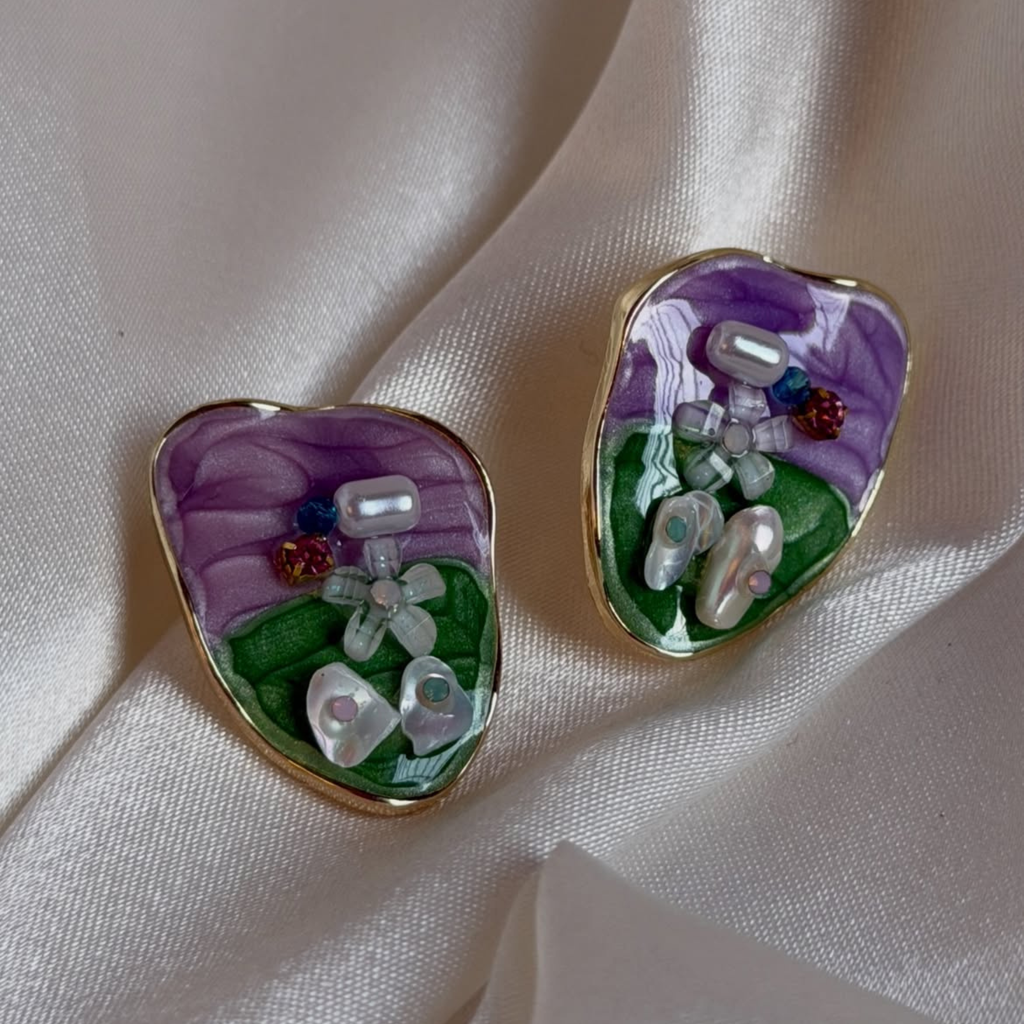 Classic Vintage Art Enamel Earrings