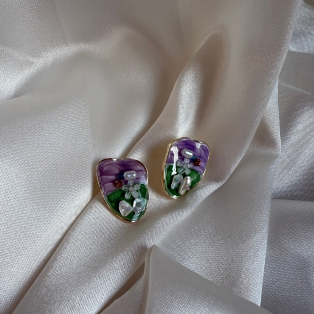 Classic Vintage Art Enamel Earrings