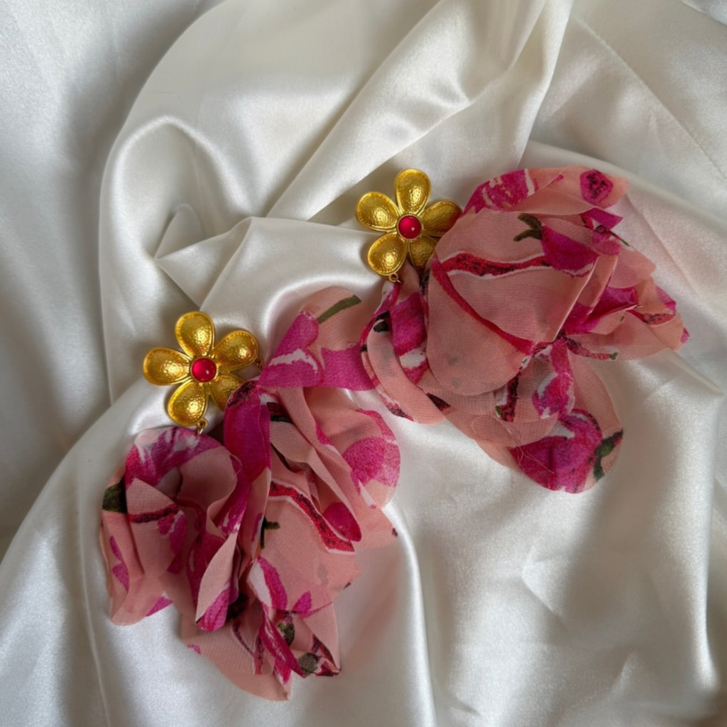 Flower Petal Tassel Earrings