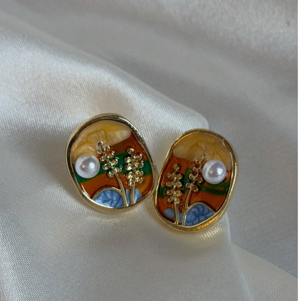 Classic Vintage Art Enamel Earrings