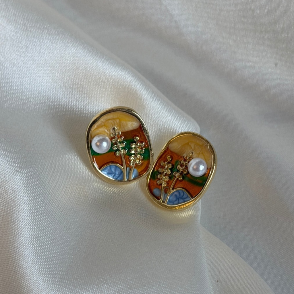 Classic Vintage Art Enamel Earrings