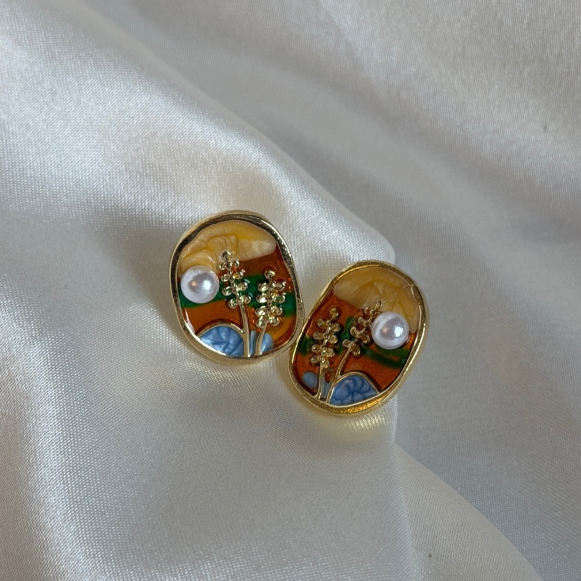 Classic Vintage Art Enamel Earrings