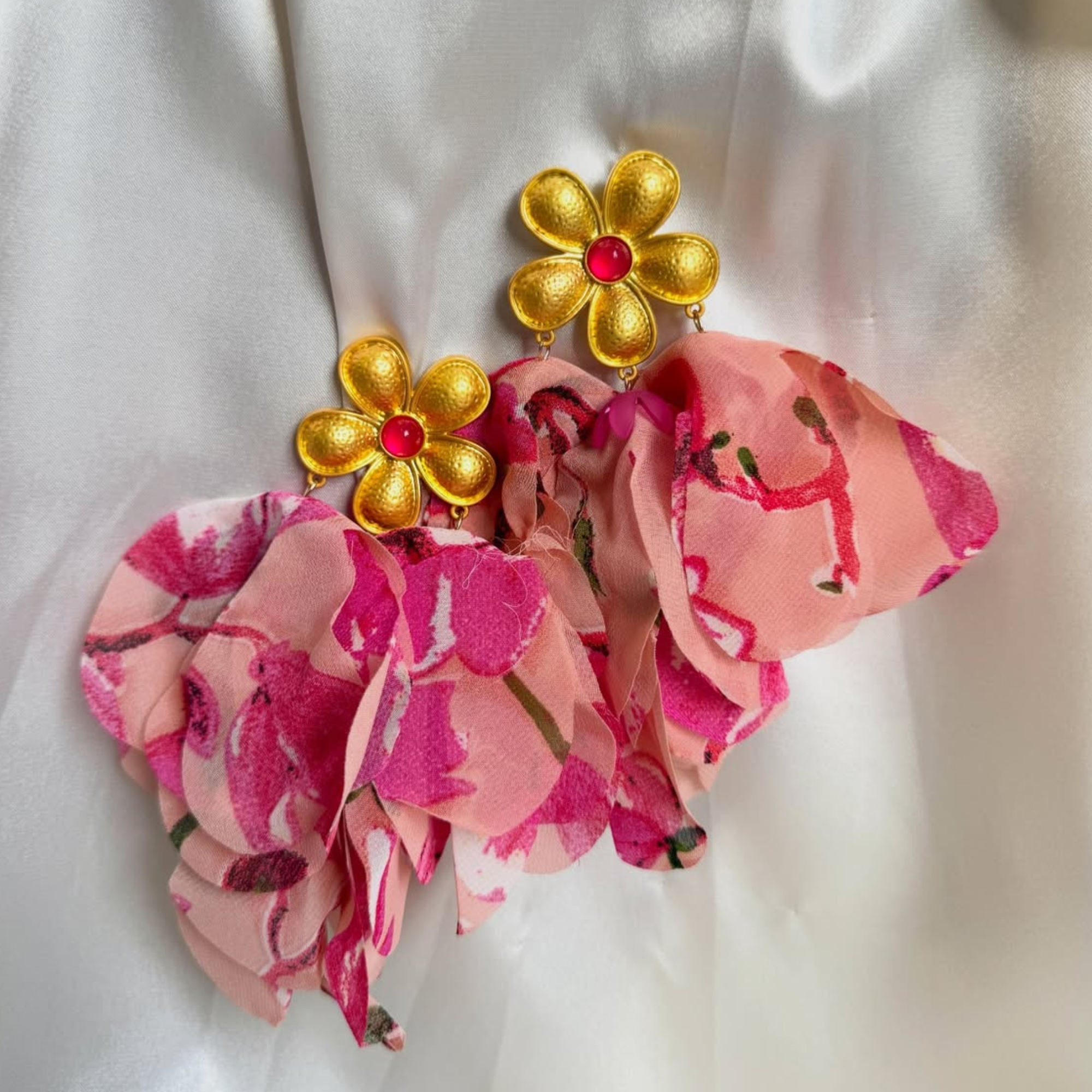 Flower Petal Tassel Earrings