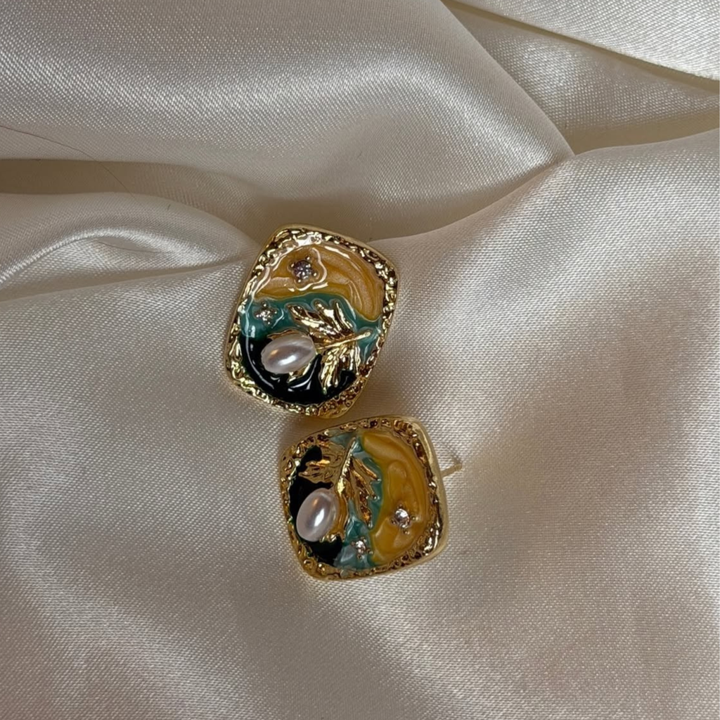 Classic Vintage Art Enamel Earrings