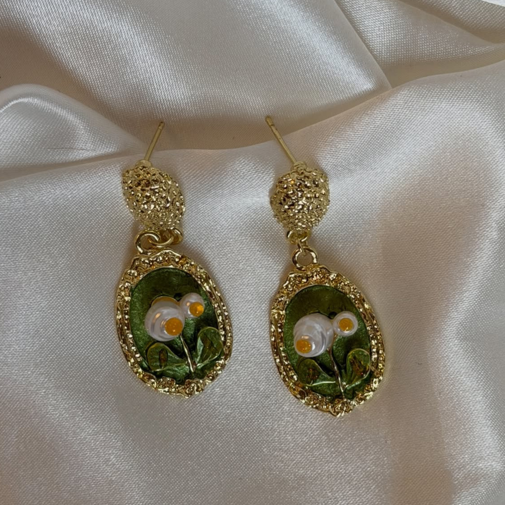 Classic Vintage Art Enamel Earrings