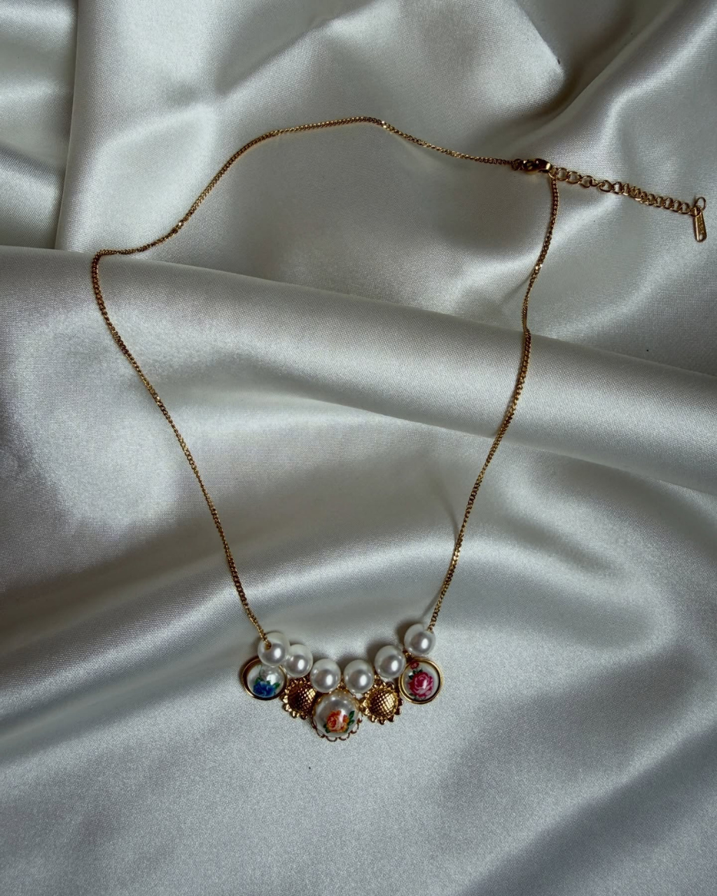 Pearl Floral Charm Necklace