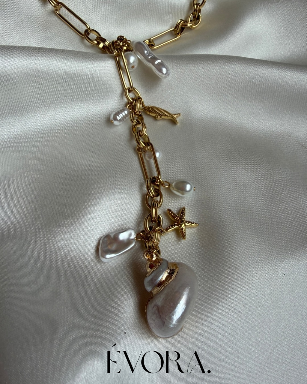 Pearl Tide Charm Necklace