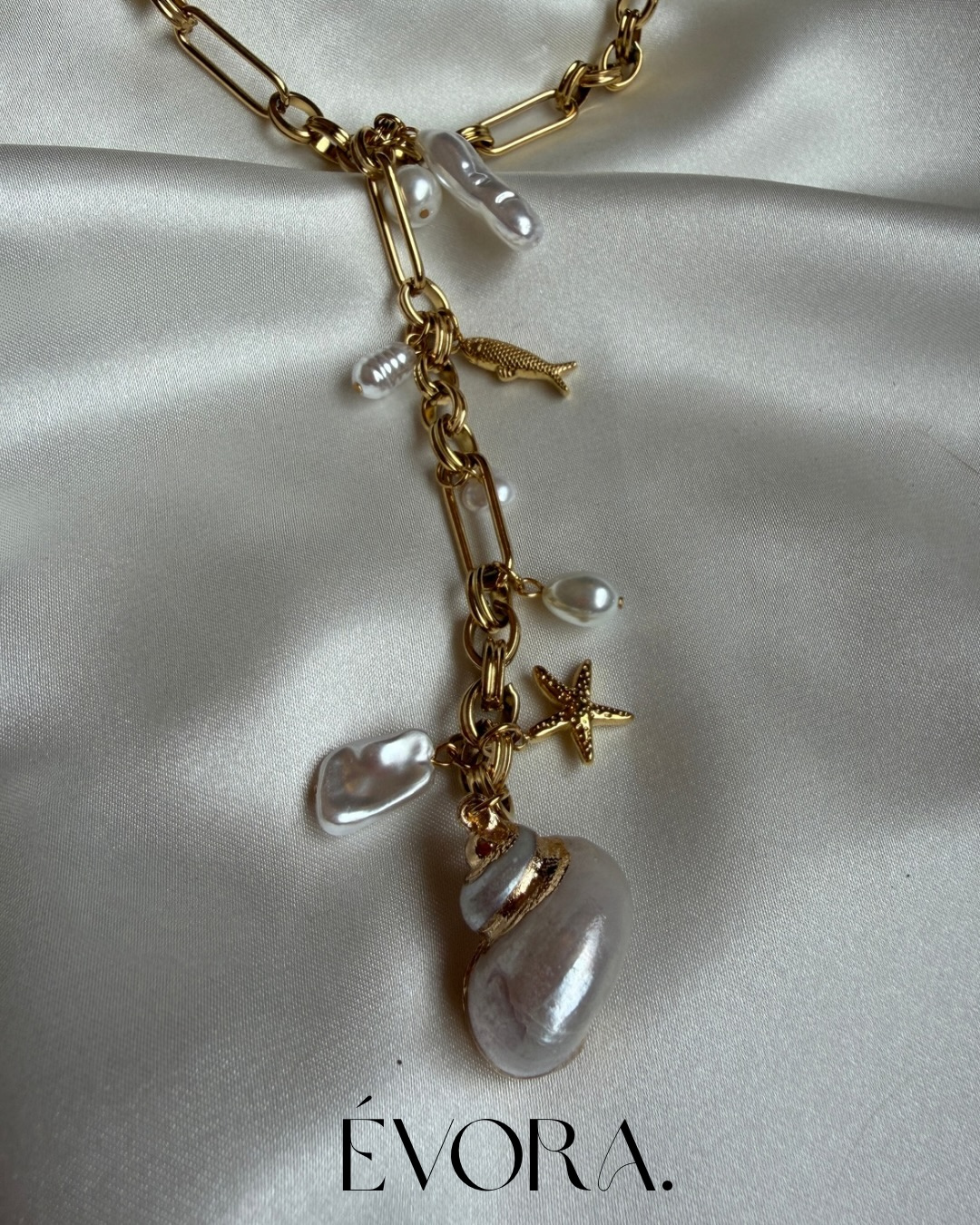 Pearl Tide Charm Necklace
