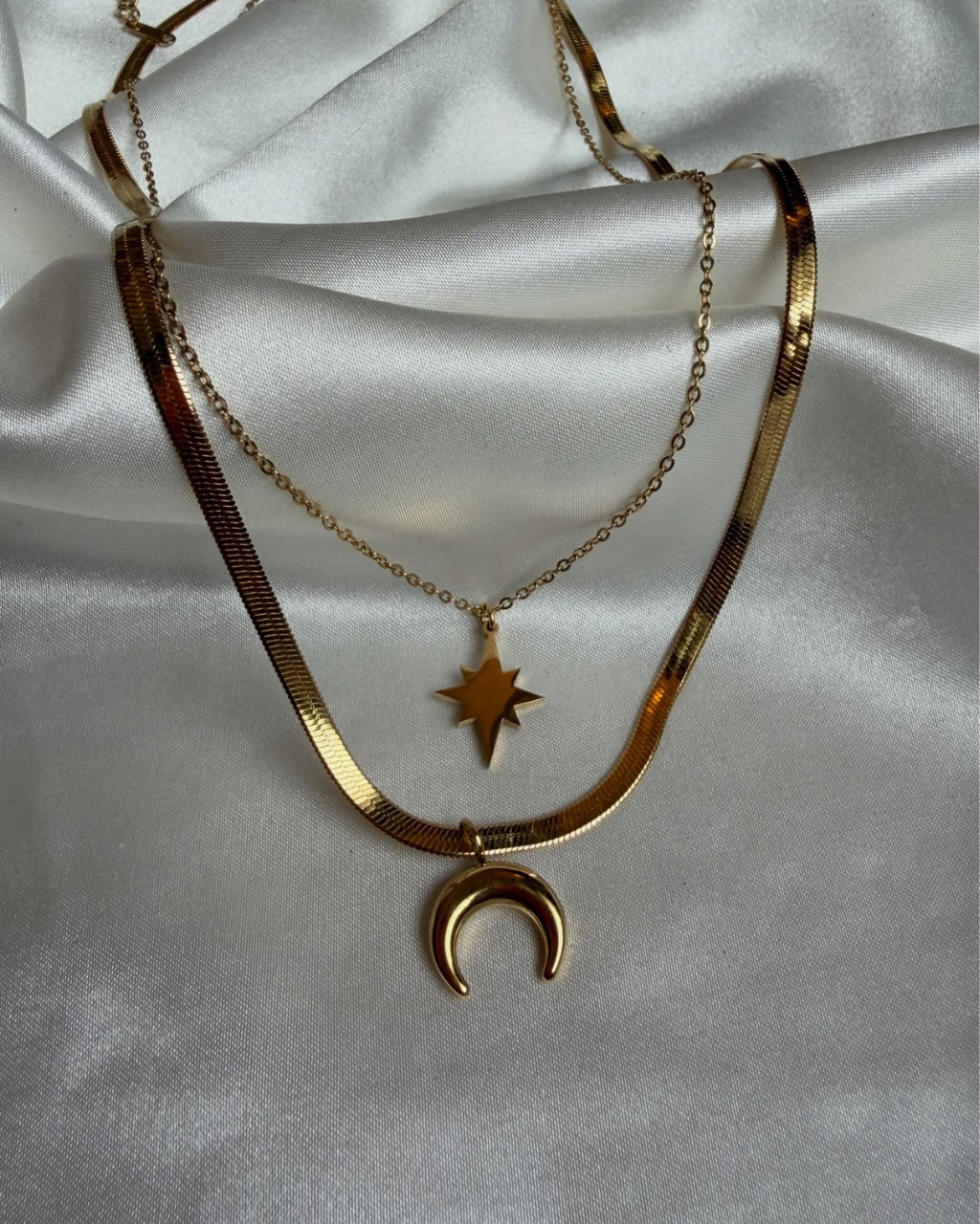 Celestial Moon & Star Layered Necklace