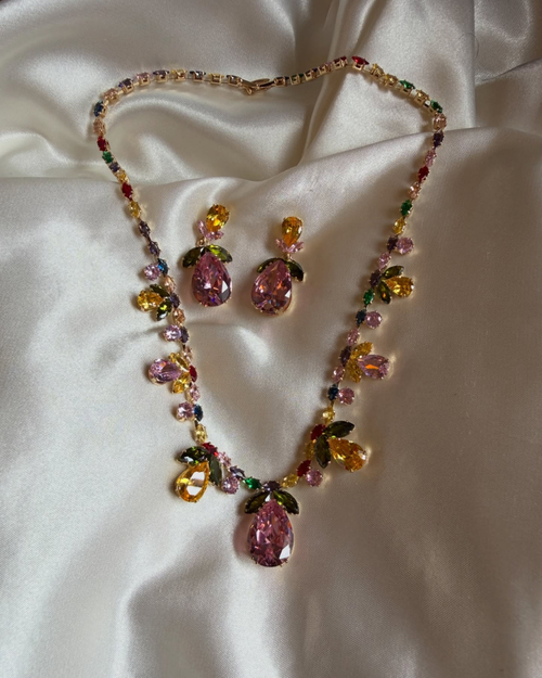 Blooming Jewel Necklace & Earrings Set