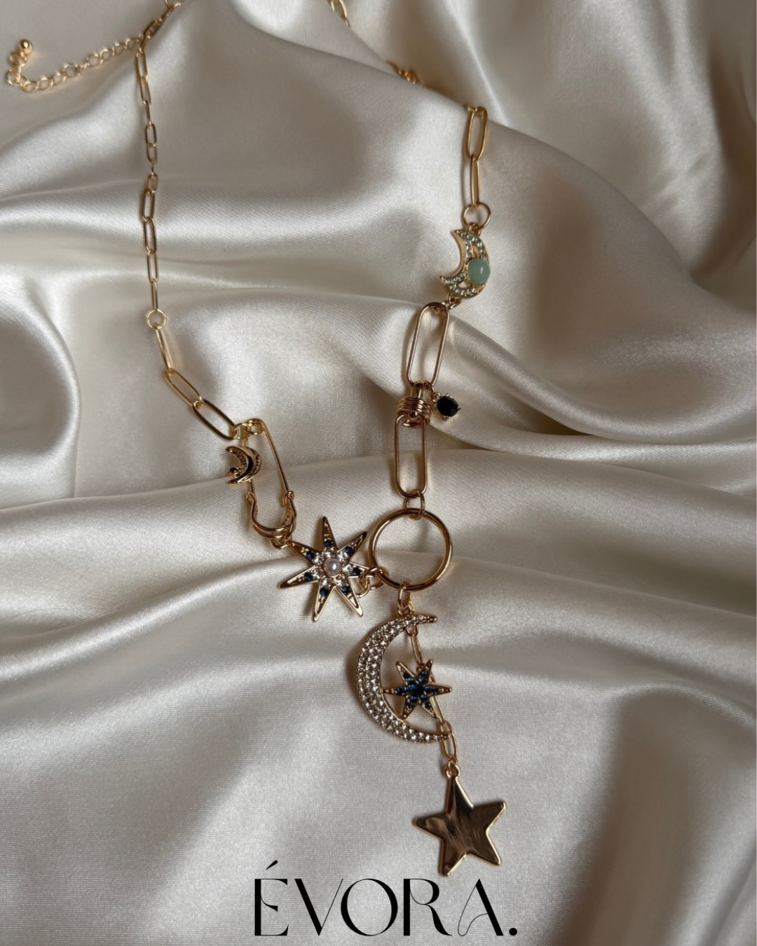 Celestia Moon & Star Pendant Necklace