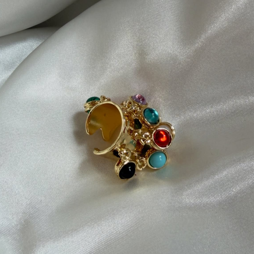 Mira Multicolor Charm Cuff Ring